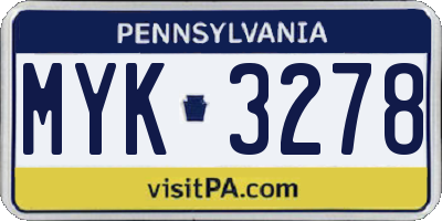 PA license plate MYK3278