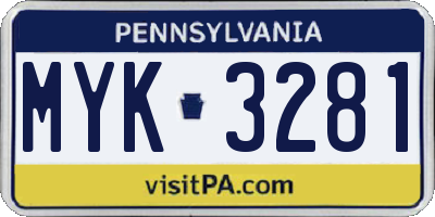 PA license plate MYK3281