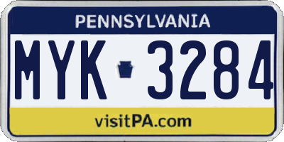 PA license plate MYK3284