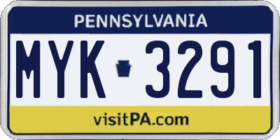 PA license plate MYK3291