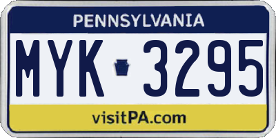 PA license plate MYK3295