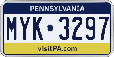 PA license plate MYK3297