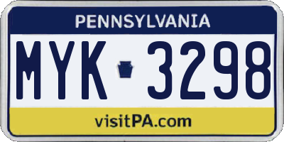 PA license plate MYK3298