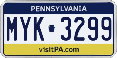 PA license plate MYK3299