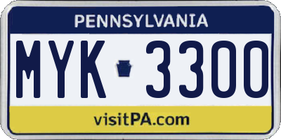 PA license plate MYK3300