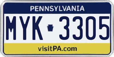 PA license plate MYK3305