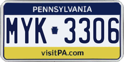 PA license plate MYK3306