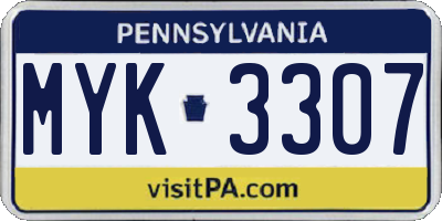 PA license plate MYK3307