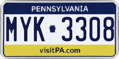 PA license plate MYK3308