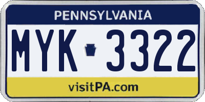 PA license plate MYK3322