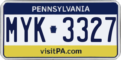 PA license plate MYK3327