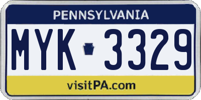 PA license plate MYK3329