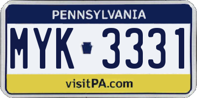 PA license plate MYK3331