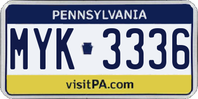 PA license plate MYK3336