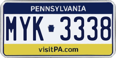 PA license plate MYK3338