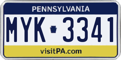 PA license plate MYK3341