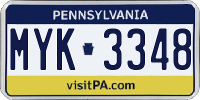 PA license plate MYK3348