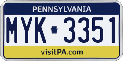 PA license plate MYK3351