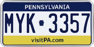 PA license plate MYK3357