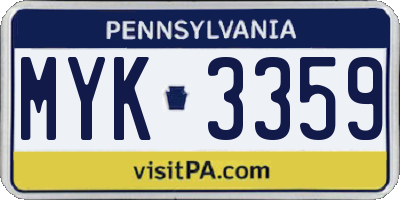PA license plate MYK3359