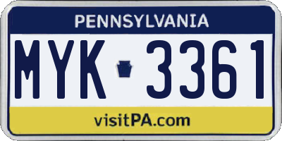 PA license plate MYK3361