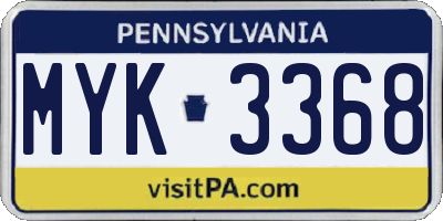 PA license plate MYK3368