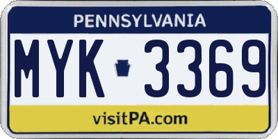 PA license plate MYK3369