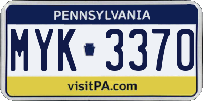 PA license plate MYK3370