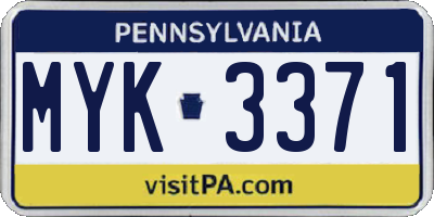 PA license plate MYK3371