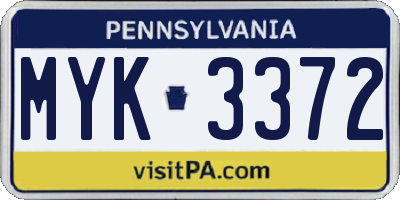 PA license plate MYK3372