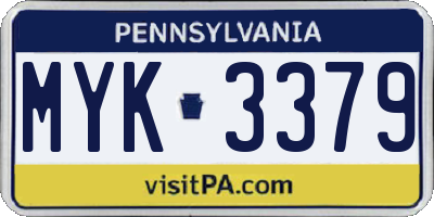 PA license plate MYK3379