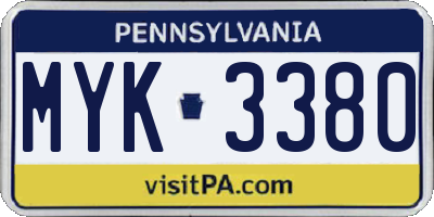 PA license plate MYK3380