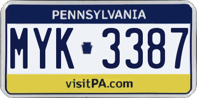PA license plate MYK3387