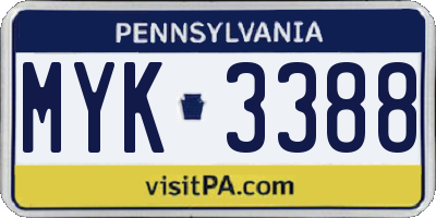 PA license plate MYK3388