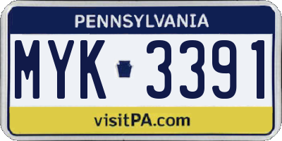PA license plate MYK3391