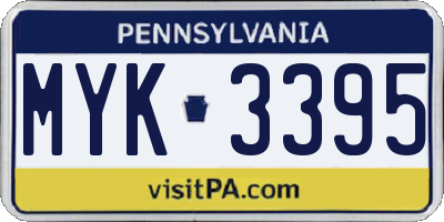 PA license plate MYK3395
