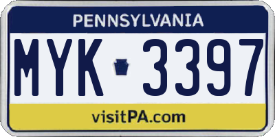 PA license plate MYK3397