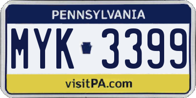 PA license plate MYK3399