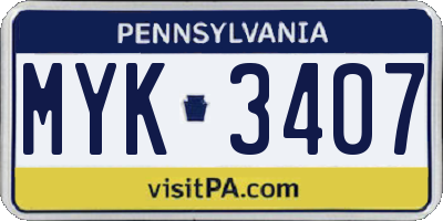 PA license plate MYK3407