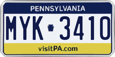 PA license plate MYK3410