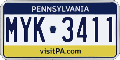 PA license plate MYK3411