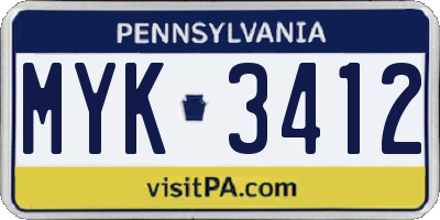 PA license plate MYK3412