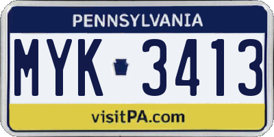 PA license plate MYK3413