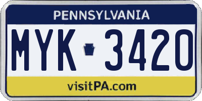 PA license plate MYK3420