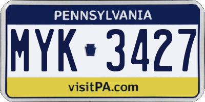 PA license plate MYK3427