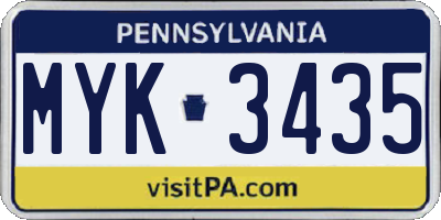 PA license plate MYK3435