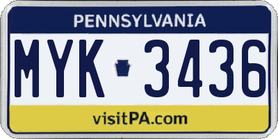 PA license plate MYK3436