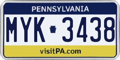 PA license plate MYK3438