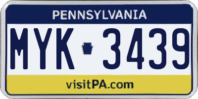 PA license plate MYK3439
