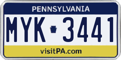 PA license plate MYK3441